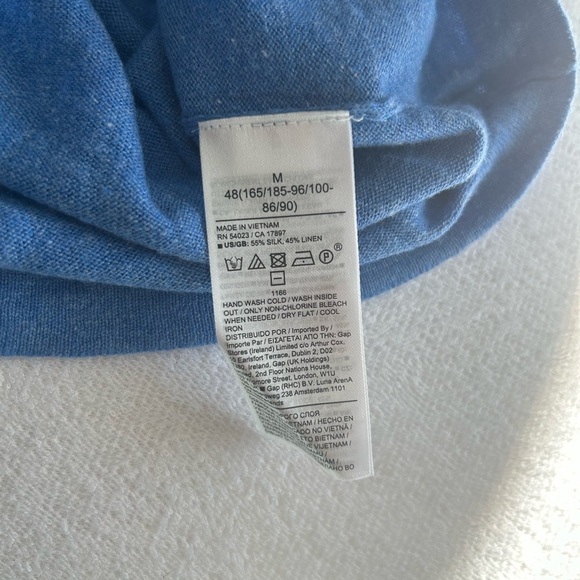 Banana Republic Silk Linen Men's Heather Blue Long Sleeve Tee - Picture 3 of 9